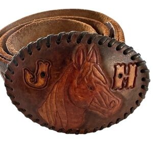 VINTAGE JOHN HANCOCK LEATHER HORSE BELT SIZE 37